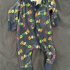 Bonds Wondersuit - Navy with BONDS Multicolor print - size 0-3 months
